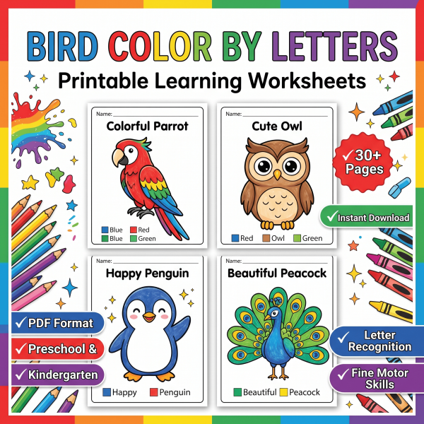 Bird Coloring Worksheet – 30 Printable Bird Coloring Pages for Kids